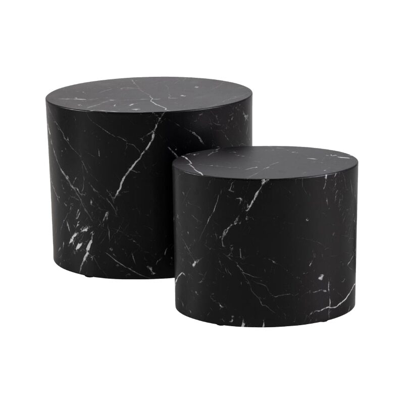 Table basse NATHAN coloris marbre noir 48 x 40 cm