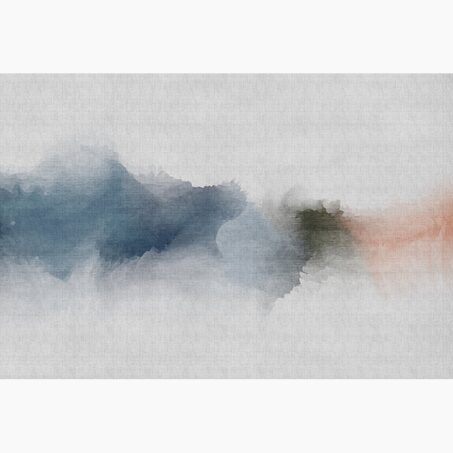 Papier peint panoramique XL INKY 400 x 270 cm bleu ciel et rouge orangé