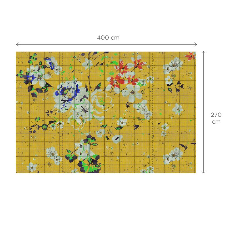 Papier peint panoramique XL FLAID 400 x 270 cm jaune bouton d'or