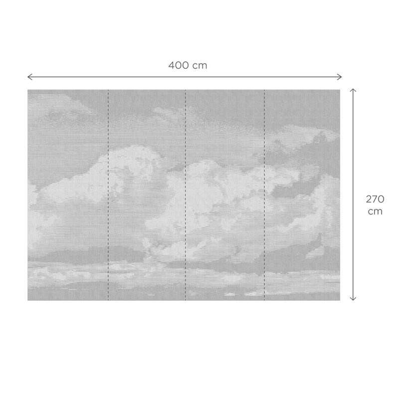 Papier peint panoramique XL NUBE 400 x 270 cm gris perle