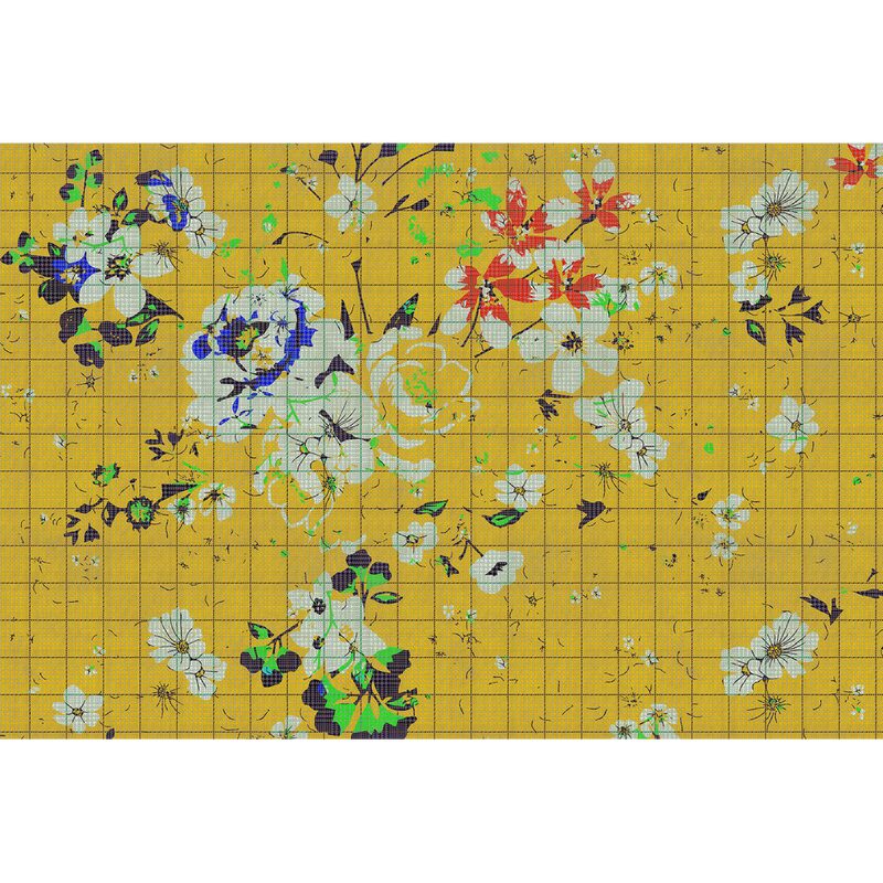 Papier peint panoramique XL FLAID 400 x 270 cm jaune bouton d'or