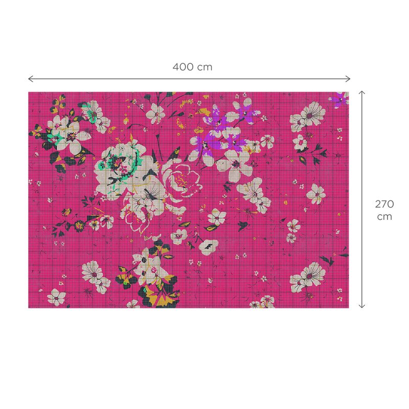 Papier peint panoramique XL FLAID 400 x 270 cm fuchsia
