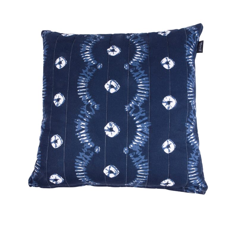 Coussin FLOWER TIE coloris indigo 50 x 50 cm