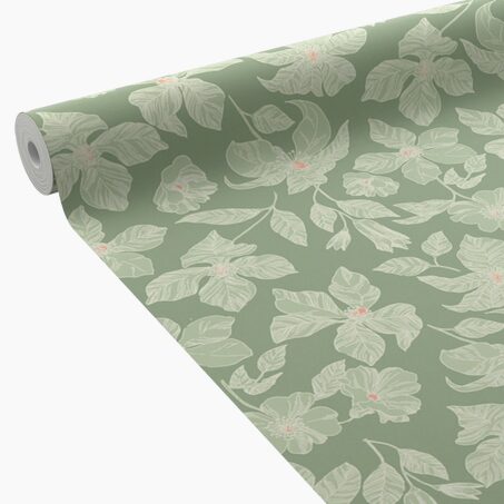 4MURS Papier peint intissé CLEMATITE coloris vert de gris