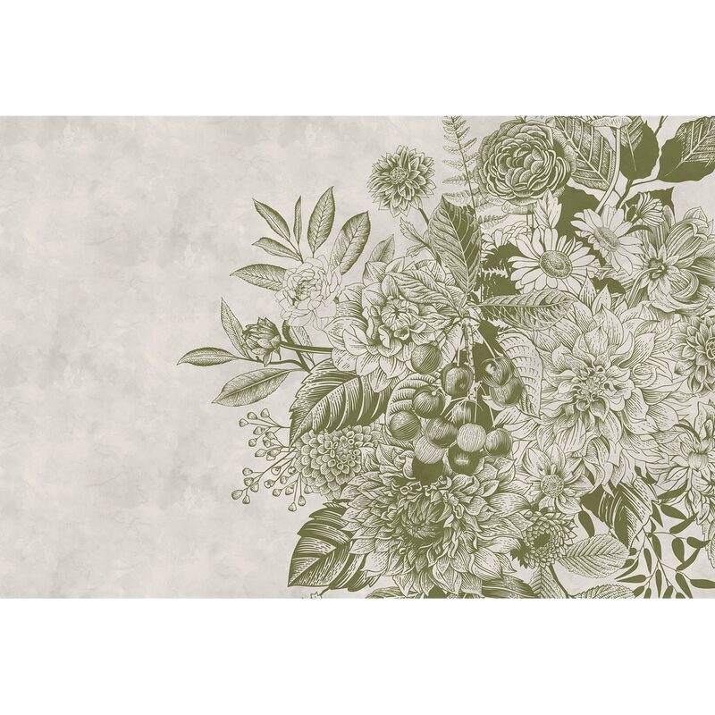 Papier peint panoramique XL RACIMO 400 x 270 cm vert olive