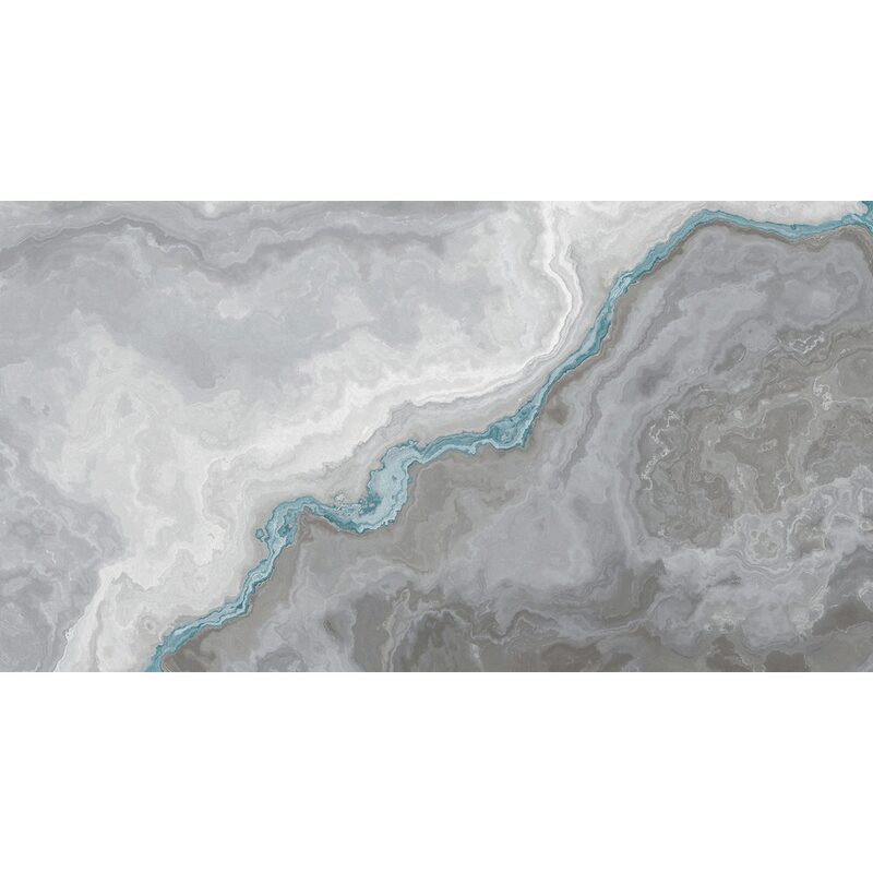 Papier peint panoramique XXL MARMOR 500 x 270 cm gris perle et bleu azuréen