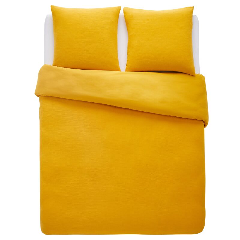 Parure de lit en gaze de coton ANOKIAS coloris jaune or 240 x 220 cm