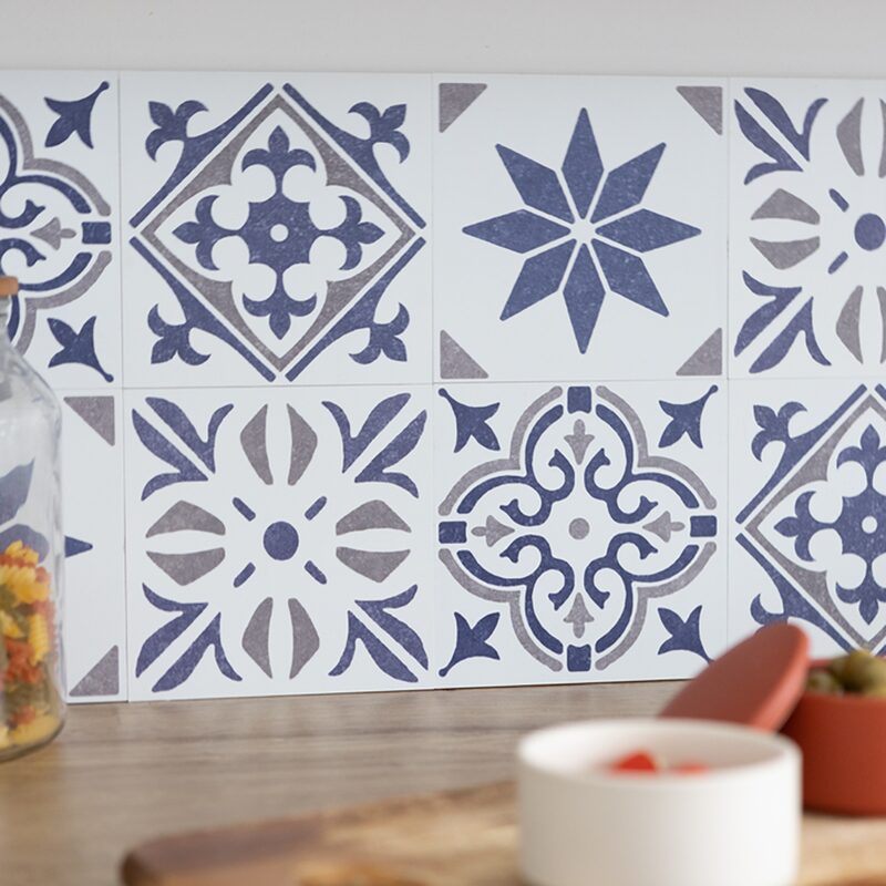 Revêtement décoratif adhésif MINI WALL TILES JAMILA BLUE coloris bleu