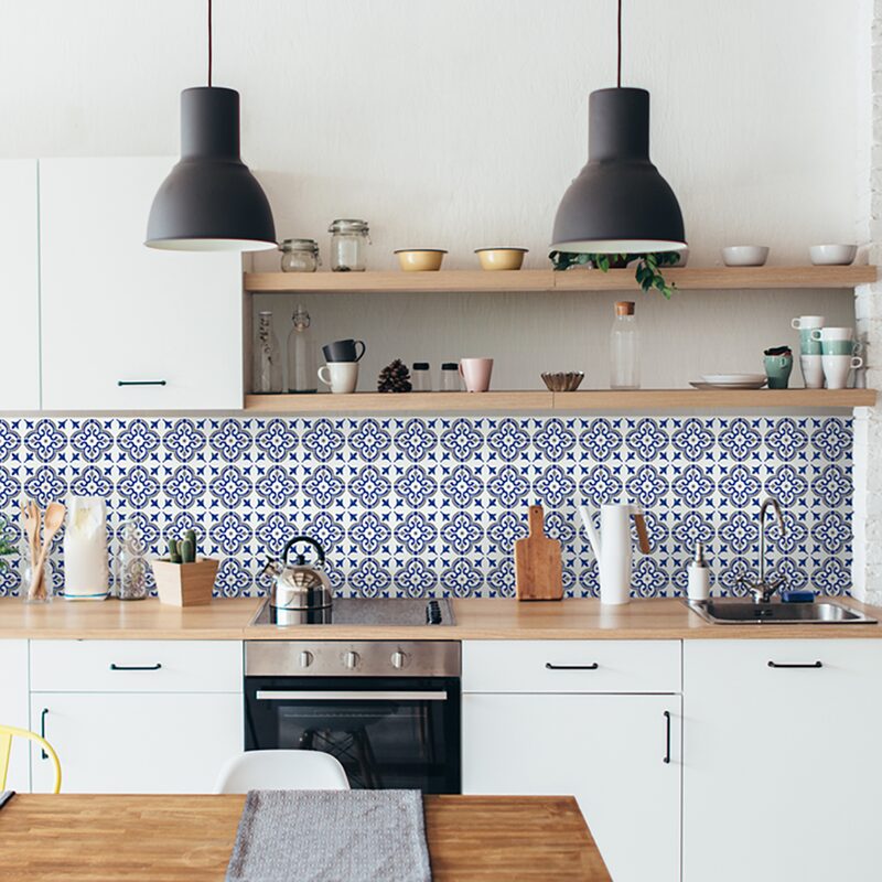 Revêtement décoratif adhésif MINI WALL TILES JAMILA BLUE coloris bleu