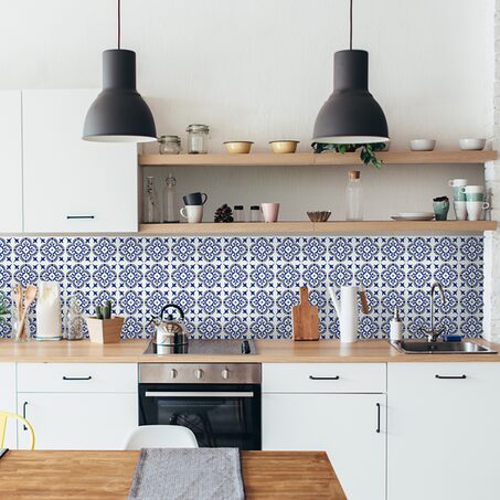 Revêtement décoratif adhésif MINI WALL TILES JAMILA BLUE coloris bleu