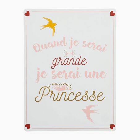 Plaque murale en bois PRINCESSE coloris blanc