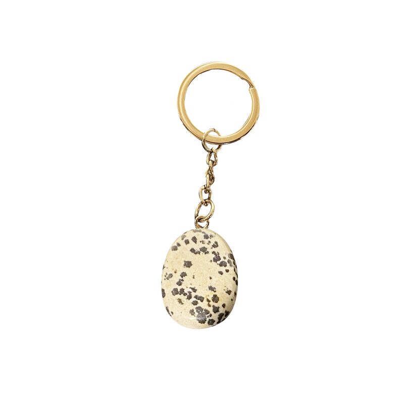 Lithothérapie PORTE CLÉS JASPE DALMATIEN coloris beige