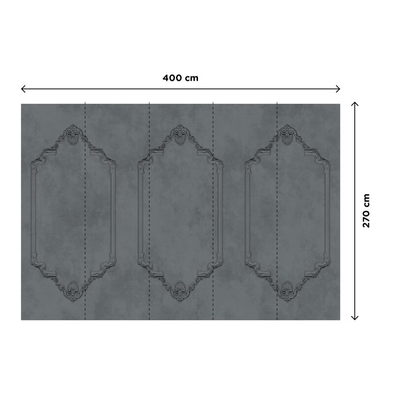 Papier peint panoramique XL AGNES 400 x 270 cm gris moyen