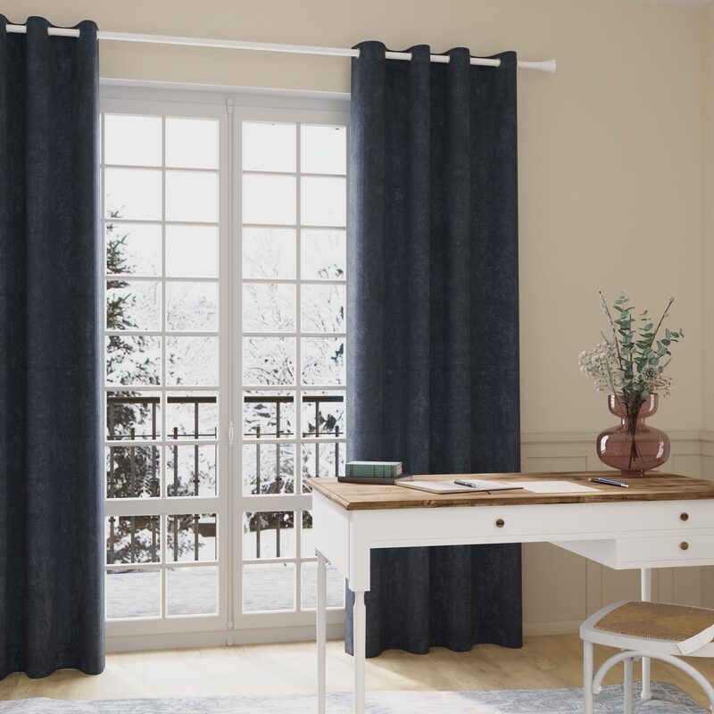 Rideau thermique KINLEY coloris bleu nuit 140 x 260 cm