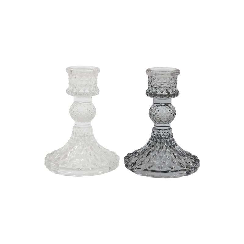 Bougeoir BLIG coloris gris blanc