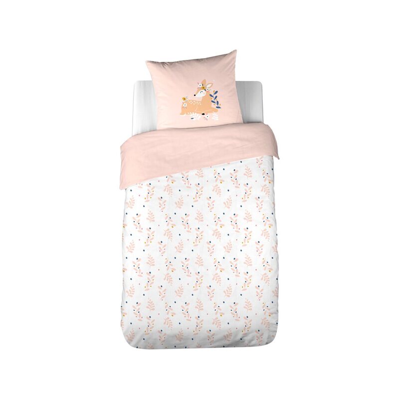 Parure de lit DEER coloris rose poudré 140 x 200 cm