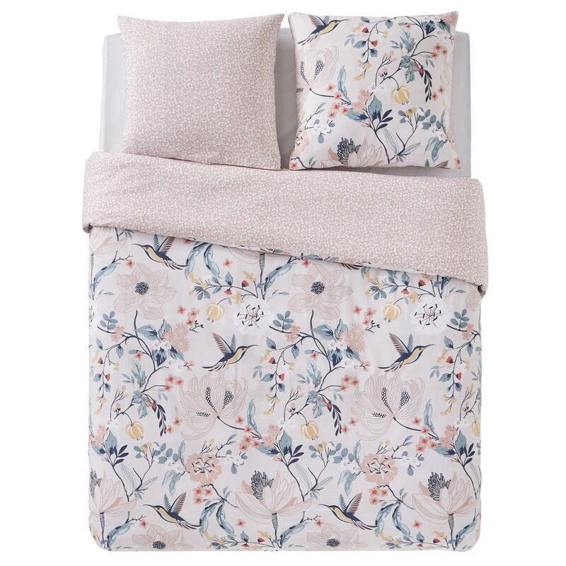 Parure de lit en toile de coton PANGA coloris rose poudré 260 x 240 cm