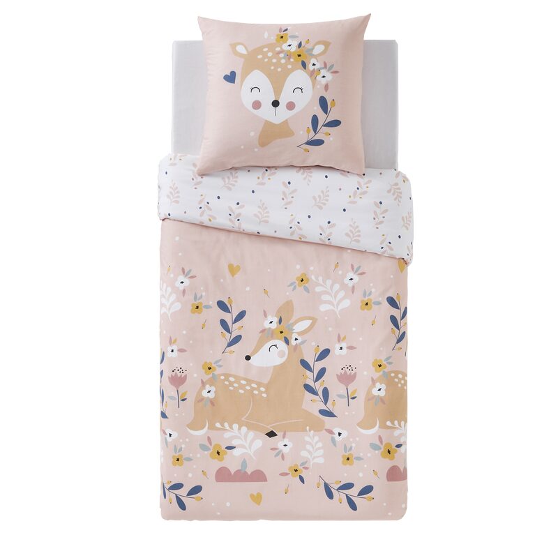 Parure de lit DEER coloris rose poudré 140 x 200 cm