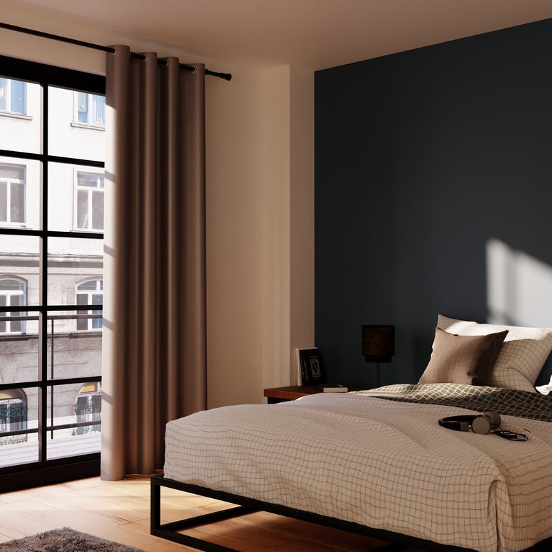 Rideau 100% occultant MANN coloris gris 140 x 260 cm