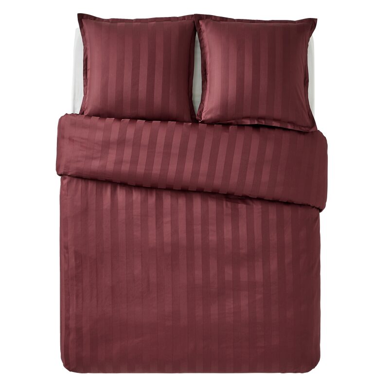 Parure de lit en satin de coton BONE coloris bordeaux 240 x 220 cm