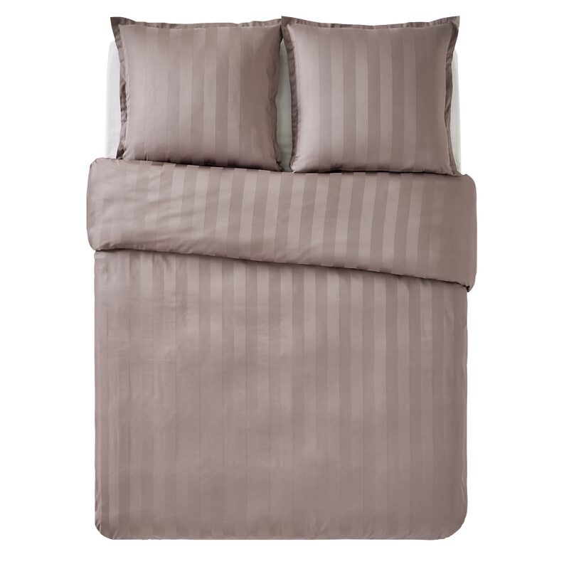 Parure de lit en satin de coton BONE coloris gris cendré 240 x 220 cm
