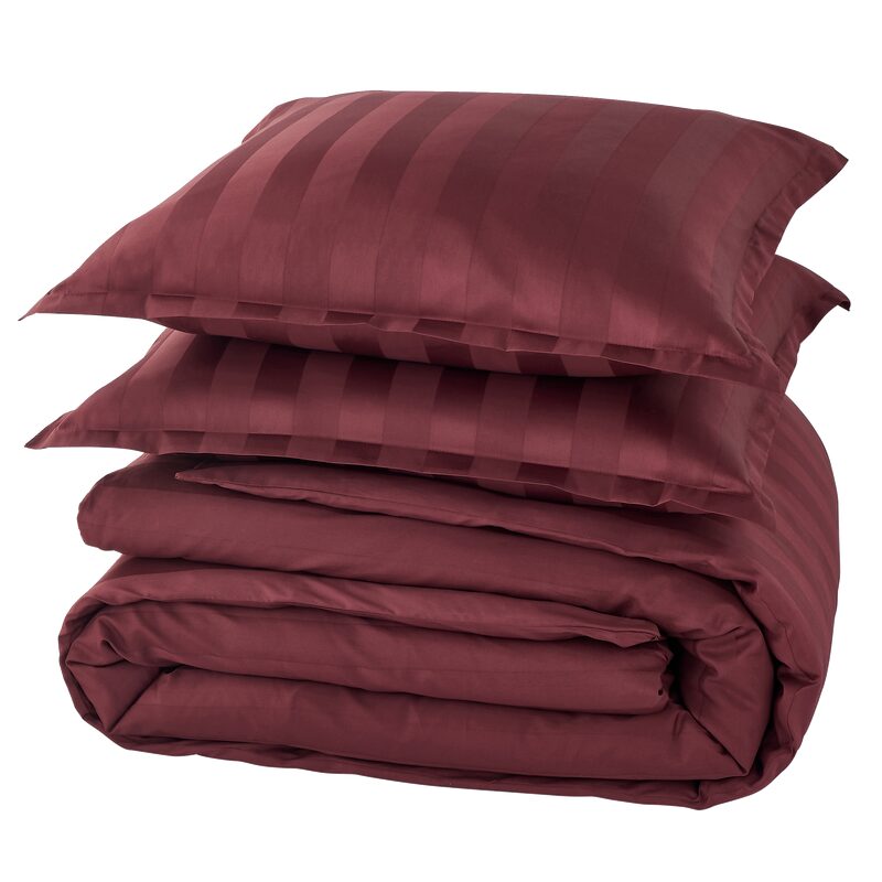 Parure de lit en satin de coton BONE coloris bordeaux 240 x 220 cm