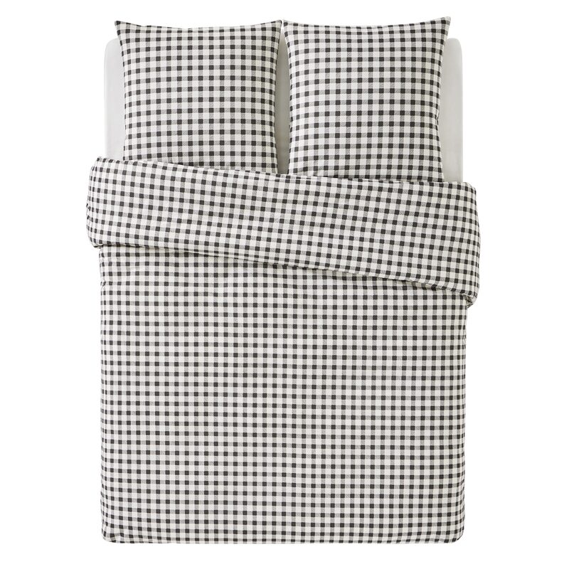 Parure de lit en toile de coton SOL coloris beige/anthracite 240 x 220 cm