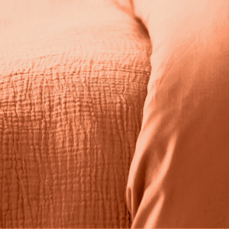 Parure de lit en gaze de coton ANOKIAS coloris caramel 240 x 220 cm