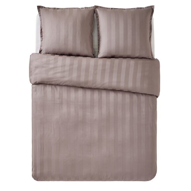 Parure de lit en satin de coton BONE coloris gris cendré 260 x 240 cm
