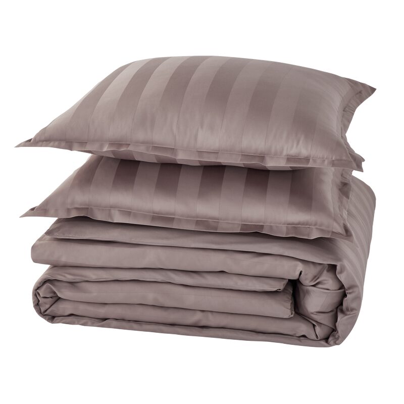 Parure de lit en satin de coton BONE coloris gris cendré 260 x 240 cm