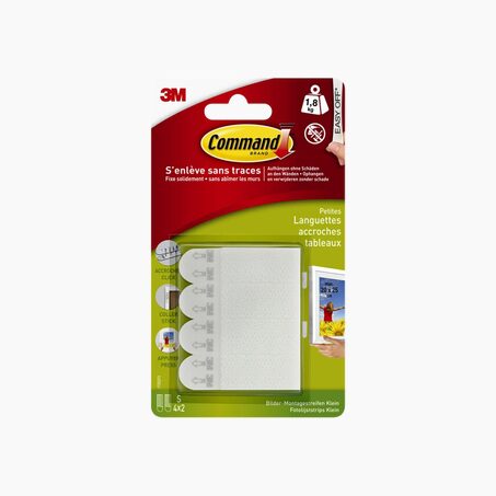 3M Fixation murale LANGUETTES TABLEAU PETIT MODELE blanc