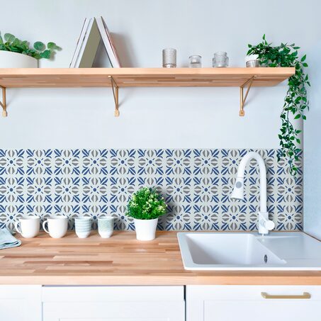 Revêtement décoratif adhésif MINI WALL TILES CUBIA BLUE coloris bleu