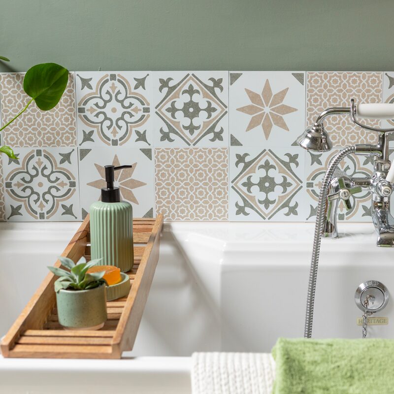 Revêtement décoratif adhésif MINI WALL TILES NADIA GREEN coloris sauge