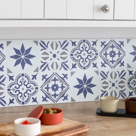 Revêtement décoratif adhésif MINI WALL TILES ALIA BLEU coloris bleu