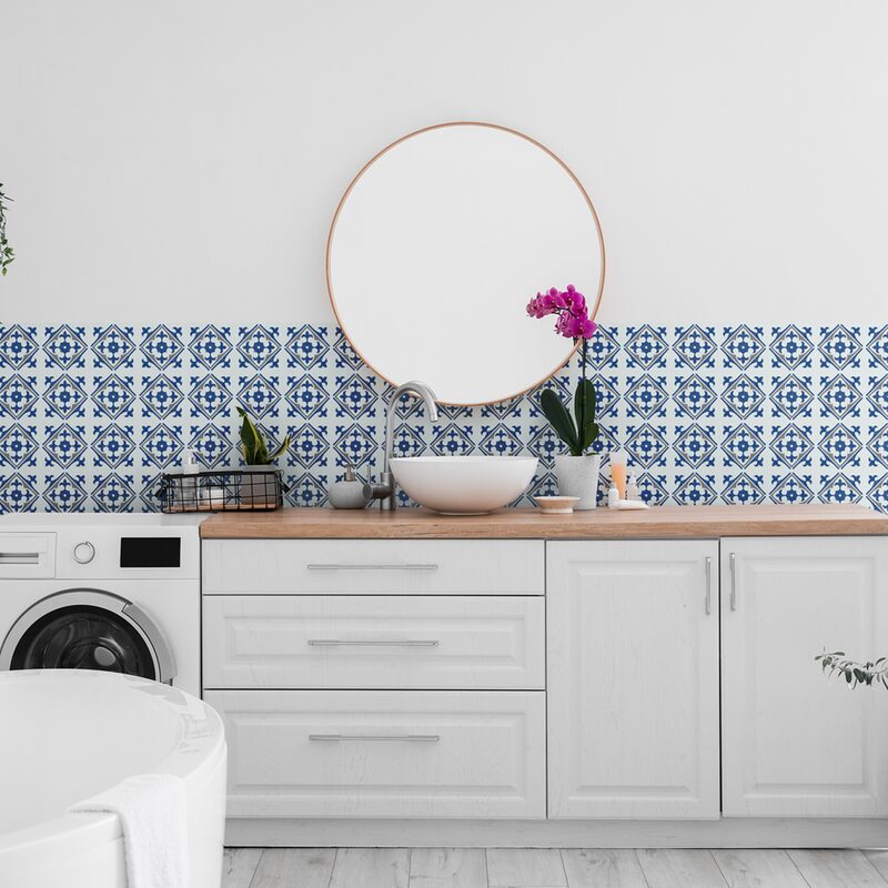 Revêtement décoratif adhésif MINI WALL TILES NADIA BLUE coloris bleu