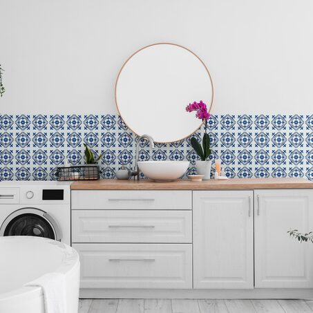 Revêtement décoratif adhésif MINI WALL TILES NADIA BLUE coloris bleu