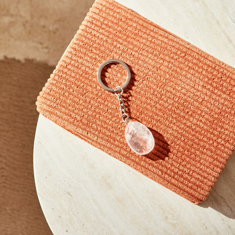 Lithothérapie PORTE CLÉS CRISTAL DE ROCHE coloris blanc
