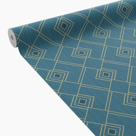 Papier peint intissé MARCIA coloris bleu paon