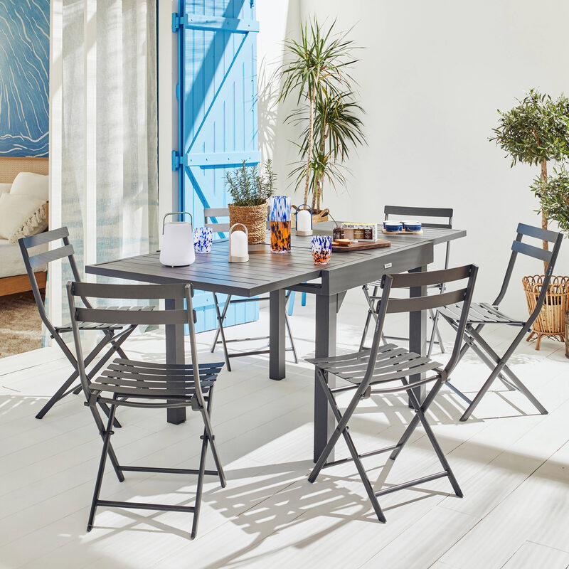Table extensible PIAZZA coloris graphite 90 x 90 cm