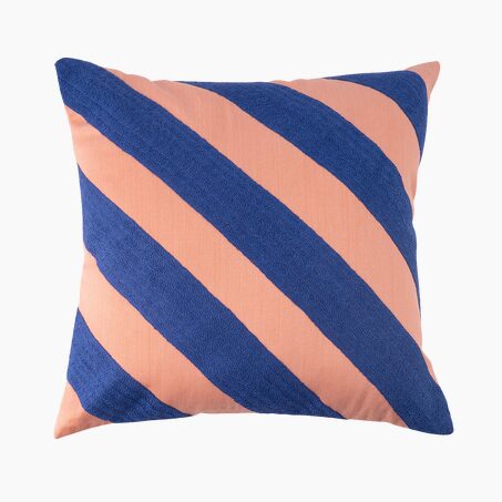 Coussin GATSBY coloris bleu/pêche 45 x 45 cm