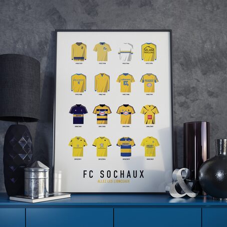 Sport à l' Affiche FC SOCHAUX MAILLOTS HISTORIQUES 40 x 60 cm