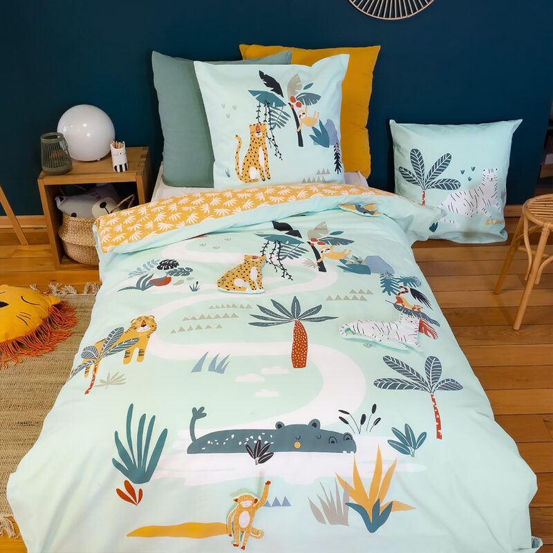 Parure de lit JUNGLE MANIA coloris multicolore 140 x 200 cm