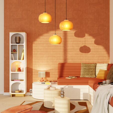 Papier peint intissé CLAY coloris argile rouge