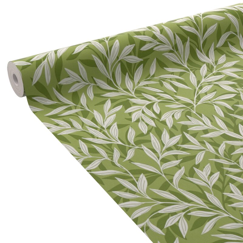 Papier peint intissé LISBET coloris vert mousse
