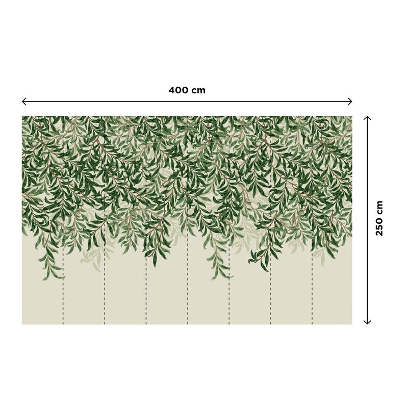 Papier peint panoramique XL WILLOW BOUGH XL 400 x 250 cm vert feuille