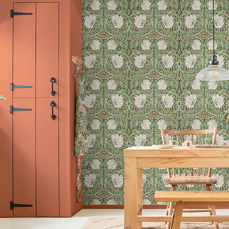 Papier peint intissé PIMPERNEL coloris vert feuille