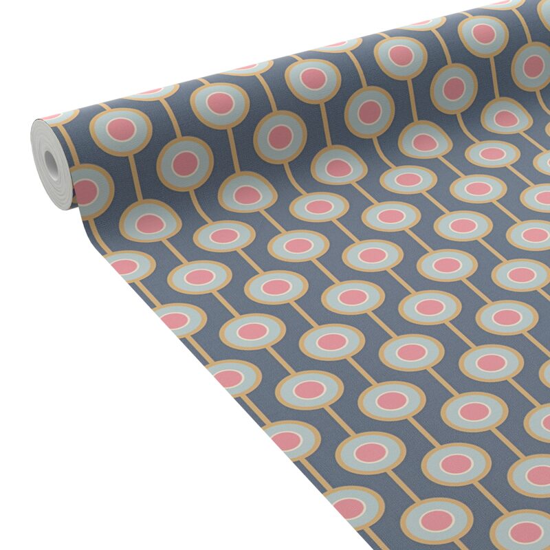 Papier peint intissé MILIAS coloris bleu foncé et rose
