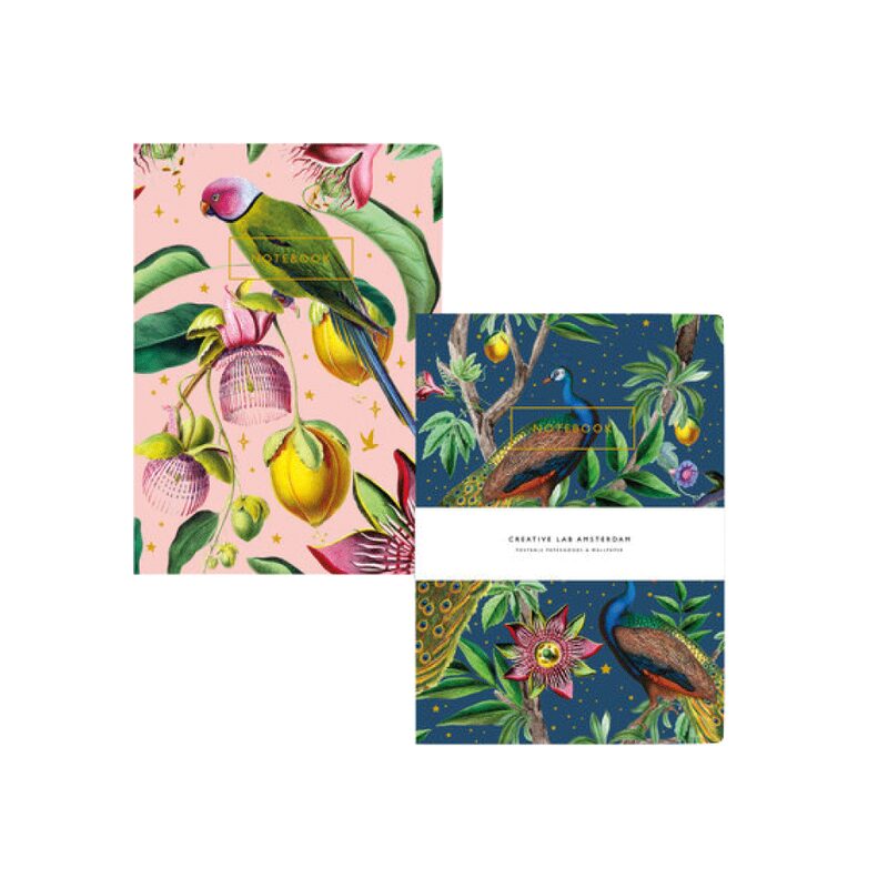 Carnet PASSION PEACOK / BOTANICAL GARDEN X2 coloris ROSE, BLEU