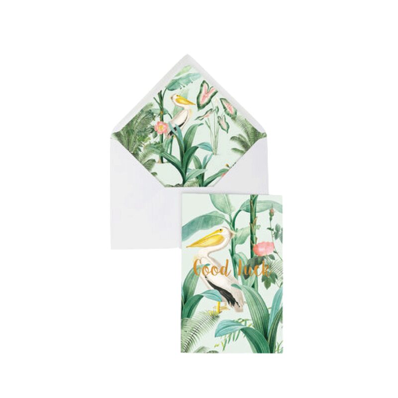 Carte GOOD LUCK ET ENVELOPPE DÉCORÉE coloris vert