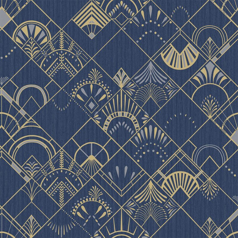 Papier peint intissé VALERIA coloris bleu nuit et doré